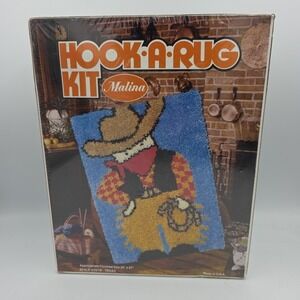 Vintage Malina Texas Hook A Rug Kit Cowboy Wrangler 20" x  27" 25/19 New Sealed